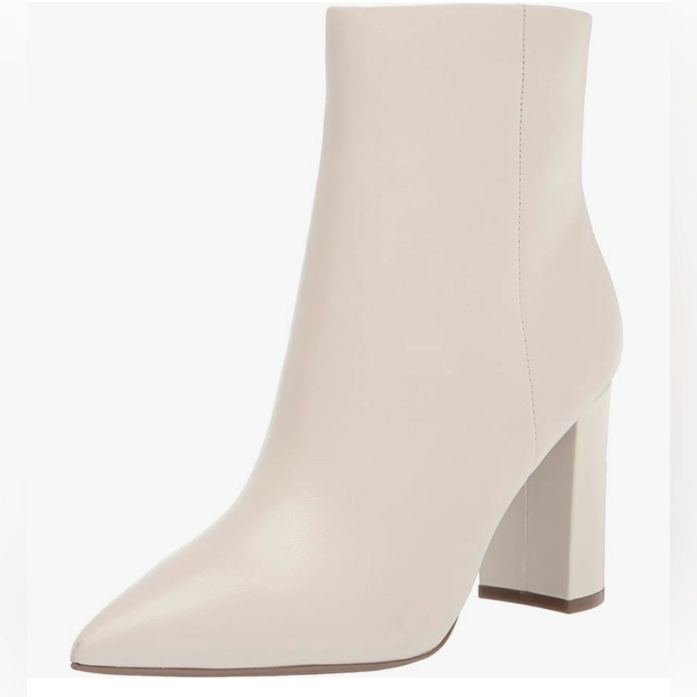 Marc Fisher Cream Pointed Toe Block Heel Ankle Boots